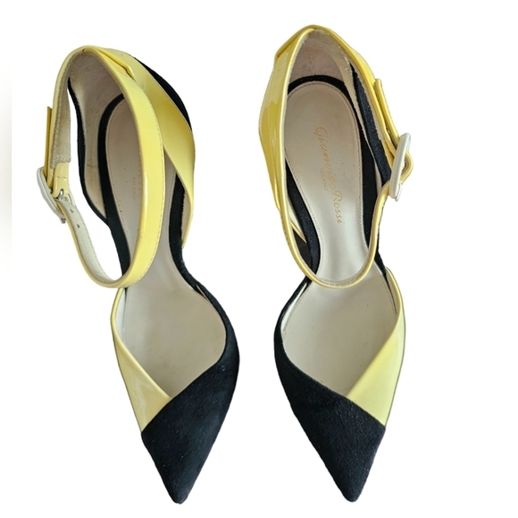 Gianvito Rossi made in Italy Black suede/yellow patent leather heels size 37 - Picture 8 of 10